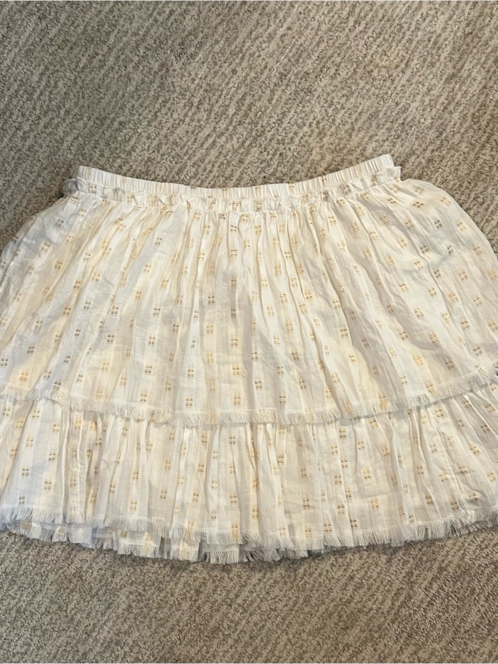 Women's White/ Gold Tiered Lurex Dobby Flounce Skirt - Vineyard Vines: Size